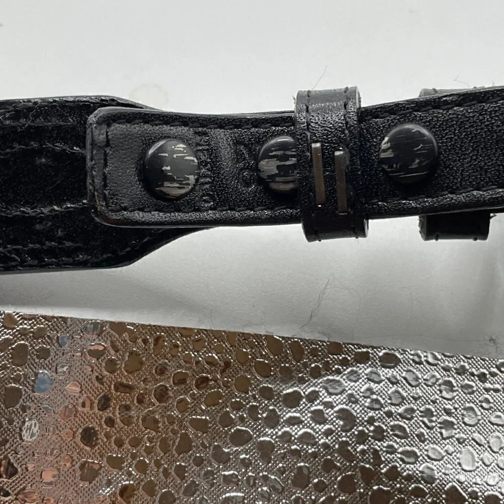 Vintage Indian Blanket Inset Black Leather Removable Buckle Waist Belt 25